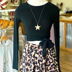 Wild Honey Tie Long Sleeve Crop Top